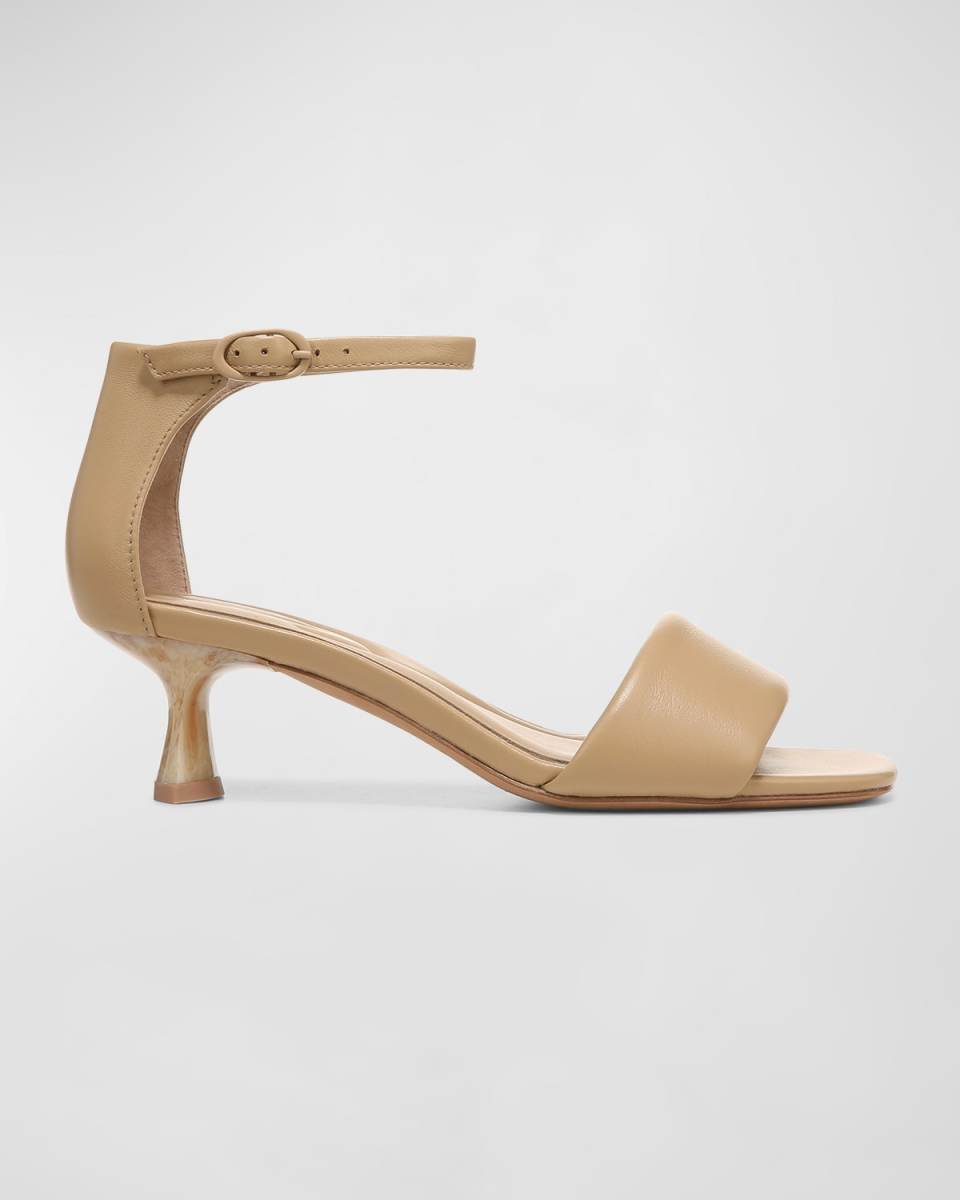 Pepe Leather Kitten-Heel Sandals